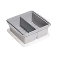 Grey silicone freezer tray with lid, two compartments and 250ml capacity scales - 2 Compartments / Light Gray