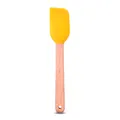 Yellow silicone spatula with heat-resistant wooden handle for mini baking tools - Yellow