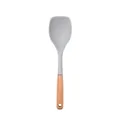 Grey silicone spatula with natural wooden handle kitchen utensil for non-stick pans - Salad Spoon / Light Gray