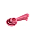 Pink collapsible silicone measuring spoons set with capacity markings for baking - Measuring Spoon / Rose Red