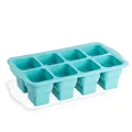 8-grid turquoise silicone soup freezer mold with transparent lid and volume markings - 8 Compartments Blue / 8 Compartments