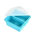 Blue 2-compartment silicone lunch box with transparent flexible lid for healthy meal prep - 2 Compartments / Blue