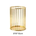 Golden cylindrical metal wire basket organizer 8x8x10cm for desk or vanity - Cylindrical Pen Holder / S / Gold
