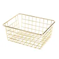 Modern gold wire mesh storage basket for desktop organization and kitchen storage - L / Gold