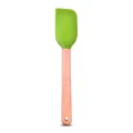 High-quality green heat-resistant silicone spatula with ergonomic natural wooden handle - Green