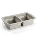 Durable 2-compartment silicone soup freezer tray with clear lid for food storage, gray - 2 Compartments Gray / 2 Grids