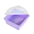 Vierkante paarse siliconen lunchbox met transparant deksel en handige maataanduidingen - Enkel Vak / Paars