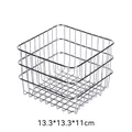 Modern square metal wire storage basket in chrome finish, measuring 13.3x13.3x11cm - Square Basket / L / Silver