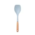 Light blue silicone spatula with natural wooden handle for non-stick cookware - Salad Spoon / Blue