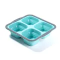 Collapsible 4-compartment silicone food storage container for kitchen use in teal and grey - 4 Compartments / Blue