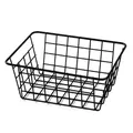 Black metal wire storage basket for kitchen fruits and household snack organization - L / Black