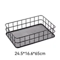 Minimalist black wire mesh storage basket for home desktop organization 24.5x16.6cm - L / Black