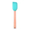 Mini espátula de silicona turquesa con mango ergonómico de madera para repostería - Azul