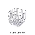 Compact silver metal wire storage basket for fruit and vegetables, size 11.3x11.3x11cm - Square Basket / S / Silver