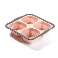 Recipiente de silicona rosa de 4 compartimentos con borde gris para guardar comida - 4 Compartimentos / Rosa