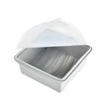 Grey food-grade silicone lunch box with a transparent lid and measurement marks - Single Compartment / Gray