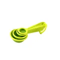 Collapsible green silicone measuring spoons set with embossed capacity scales for baking - 4-Piece Measuring Spoons Set / Green