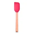 Mini espátula de silicona roja con mango de madera natural para hornear y cocinar - Rojo