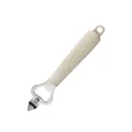 Roestvrijstalen flesopener met een ergonomische crèmekleurige handgreep met ribbels - Flessenopener