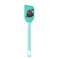 Mint green Halloween silicone spatula for baking featuring cute black cat design - Light Blue