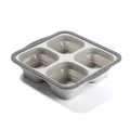Fiambrera plegable de silicona gris con 4 compartimentos divididos para la cocina - 4 Compartimentos / Gris