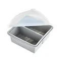 Food-grade silicone divided lunch box with grey storage base and airtight sealing lid - 2 Compartments / Gray