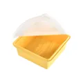 Durable square yellow silicone lunch box with a translucent leak-proof sealing lid - Single Compartment / Yellow