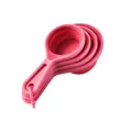 Pink collapsible silicone measuring cups set for baking and precise coffee measurement - Set of 4 Cups / Rose Red