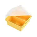 Yellow 2-compartment silicone lunch box with lid for meal prep, microwave safe bento. - 2 Compartments / Yellow