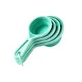 Collapsible silicone measuring cup set in mint green for precise baking and cooking - Set of 4 Cups / Cyan