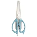 Professional stainless steel kitchen scissors with protective sleeve and blue handle - Aqua