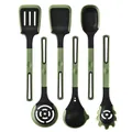 High-quality 6-piece heat-resistant silicone kitchen utensil set in green and black - 6-Piece Set / Dark Green