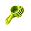 Collapsible green silicone measuring cups set with 1/4 cup and 60ml markings for baking - Set of 4 Cups / Green