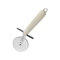 Duurzame roestvrijstalen pizzasnijder met beige geribbelde ergonomische handgreep - Pizzames