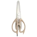 Multi-functional magnetic stainless steel kitchen shears with tan handle and sheath. - Khaki