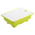 Outdoor camping drain basket with integrated cutting board in bright lime green - Green