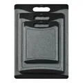 Set di 3 taglieri da cucina antiscivolo con finitura grigio granito e fori per maniglia - Set di 3 pezzi / Nero