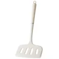 Cream white heat-resistant silicone slotted spatula with handle for non-stick pans - Silicone Handle Style / White