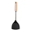 Heat-resistant black silicone spatula featuring an ergonomic natural wooden handle - Spatula / Black