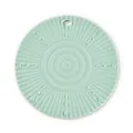 Mint green round silicone pot mat with non-slip heat-resistant textured surface - Ribbed Texture / Mint Green