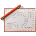Adjustable red silicone rolling pin and non-stick baking mat set with measurements - Red Kneading Mat Two-Piece Set