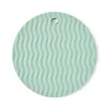Round mint green silicone heat-resistant mat featuring wavy anti-slip surface texture - Wave Texture / Mint Green