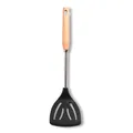Slotted black silicone spatula with natural wooden handle and stainless steel neck - Slotted Spatula / Black