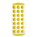 21-cavity round ice cube mold with yellow silicone soft bottom for easy release of ice balls - Yellow