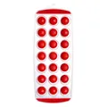 Professional white PP round ice cube mold tray with 21 red soft silicone easy-release bottoms - Red