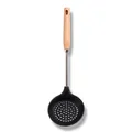 Durable kitchen slotted spoon skimmer with natural wooden handle and black silicone head - Slotted Spoon / Black
