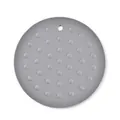 Round grey heat-resistant silicone mat featuring anti-slip bumps for kitchen use - Splatter Texture / Dark Gray