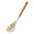 Hoogwaardige siliconen pastalepel met ergonomische natuurlijke houten handgreep voor keuken - Pastalepel / Houten Handvat Wit
