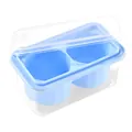 Blue 2-hole silicone ice ball maker with clear plastic lid and base for whiskey cubes - 2 Holes Round / Blue