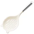 Schiumarola in silicone crema di alta qualità con manico in acciaio inossidabile - Manico in Acciaio Inossidabile / Bianco traslucido